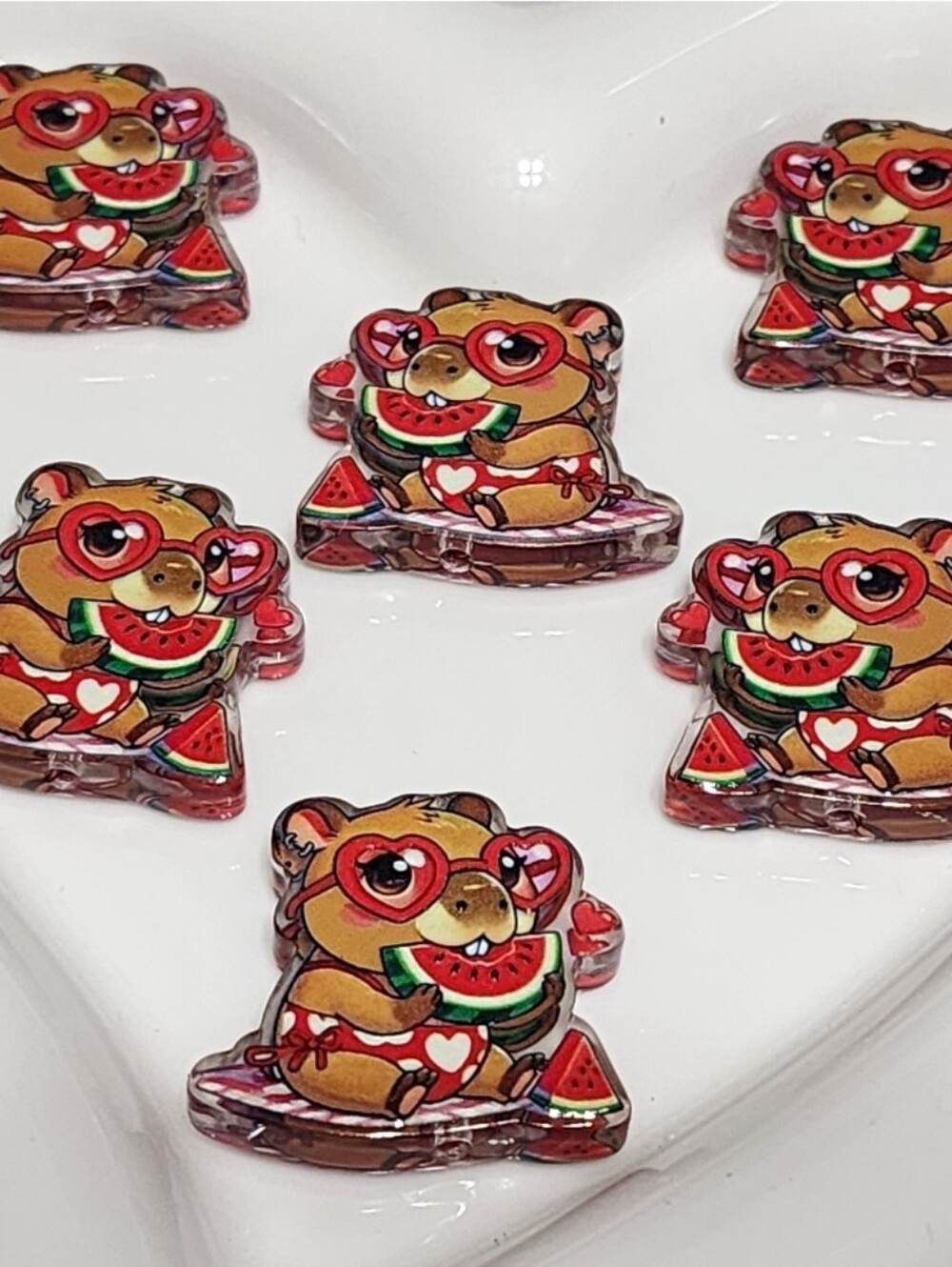 Capybara Watermelon Beads 2 Pcs‎ Focal Beads Summer Beaded Pen Jewelry Making